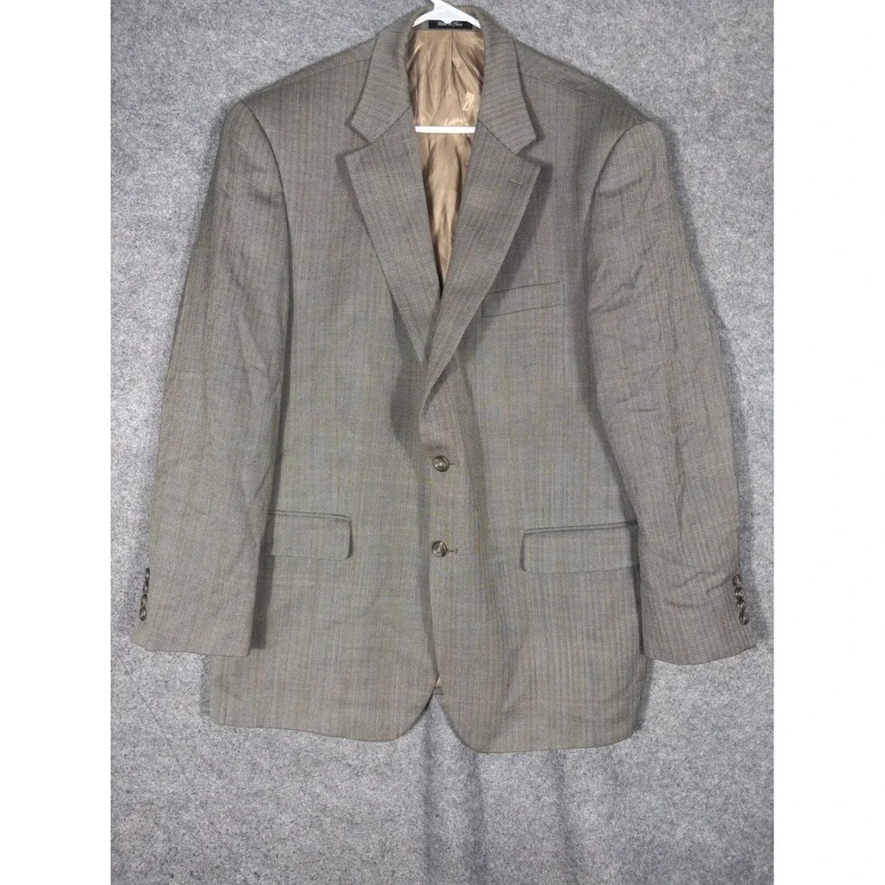 Lauren Ralph Lauren Mens 44R Blazer Grey Herringbone 100% Wool Sport Coat Jacket